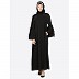 Designer abaya with multi layered bell sleeves- black